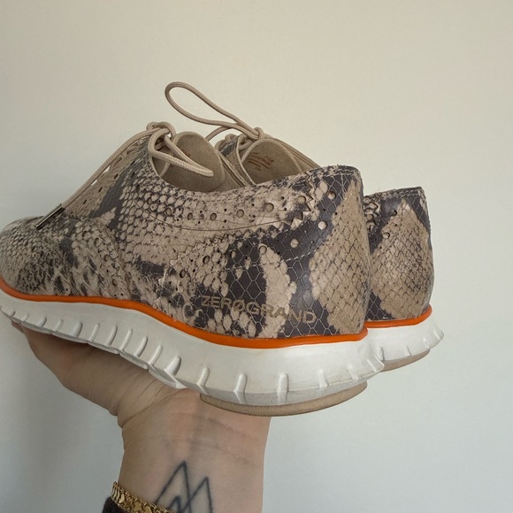 Cole Haan Snakeskin Embossed Leather Lace-Up Sneakers - Picture 4 of 6